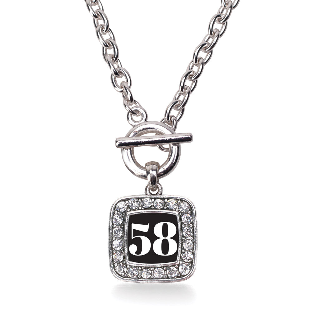 Silver Sport Number 58 Square Charm Toggle Necklace