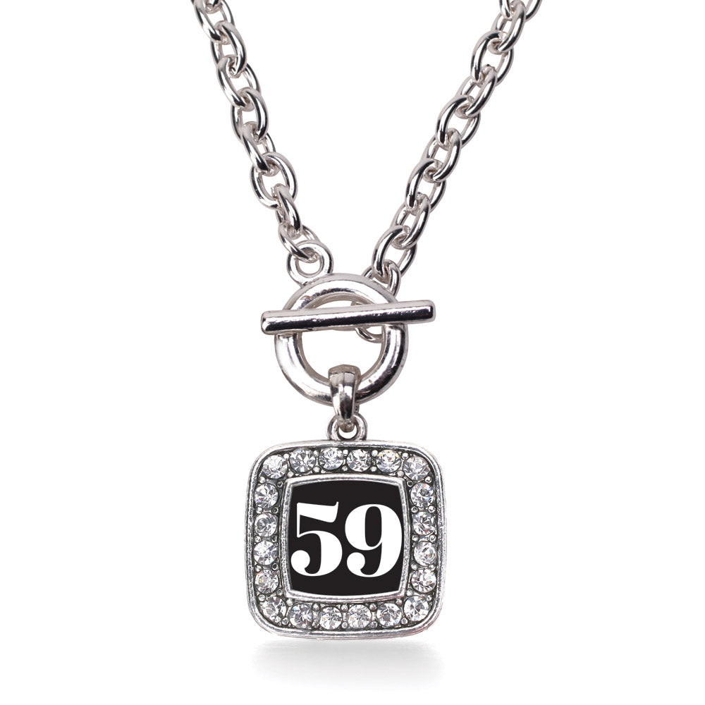 Silver Sport Number 59 Square Charm Toggle Necklace