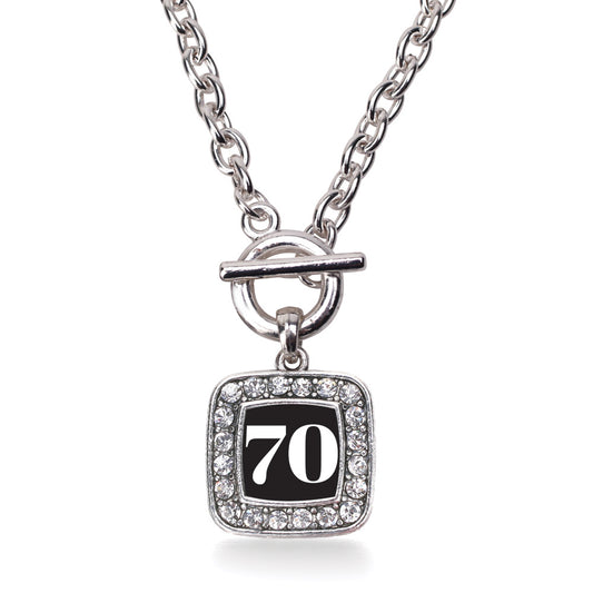 Silver Sport Number 70 Square Charm Toggle Necklace
