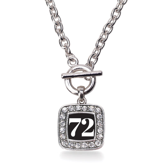 Silver Sport Number 72 Square Charm Toggle Necklace