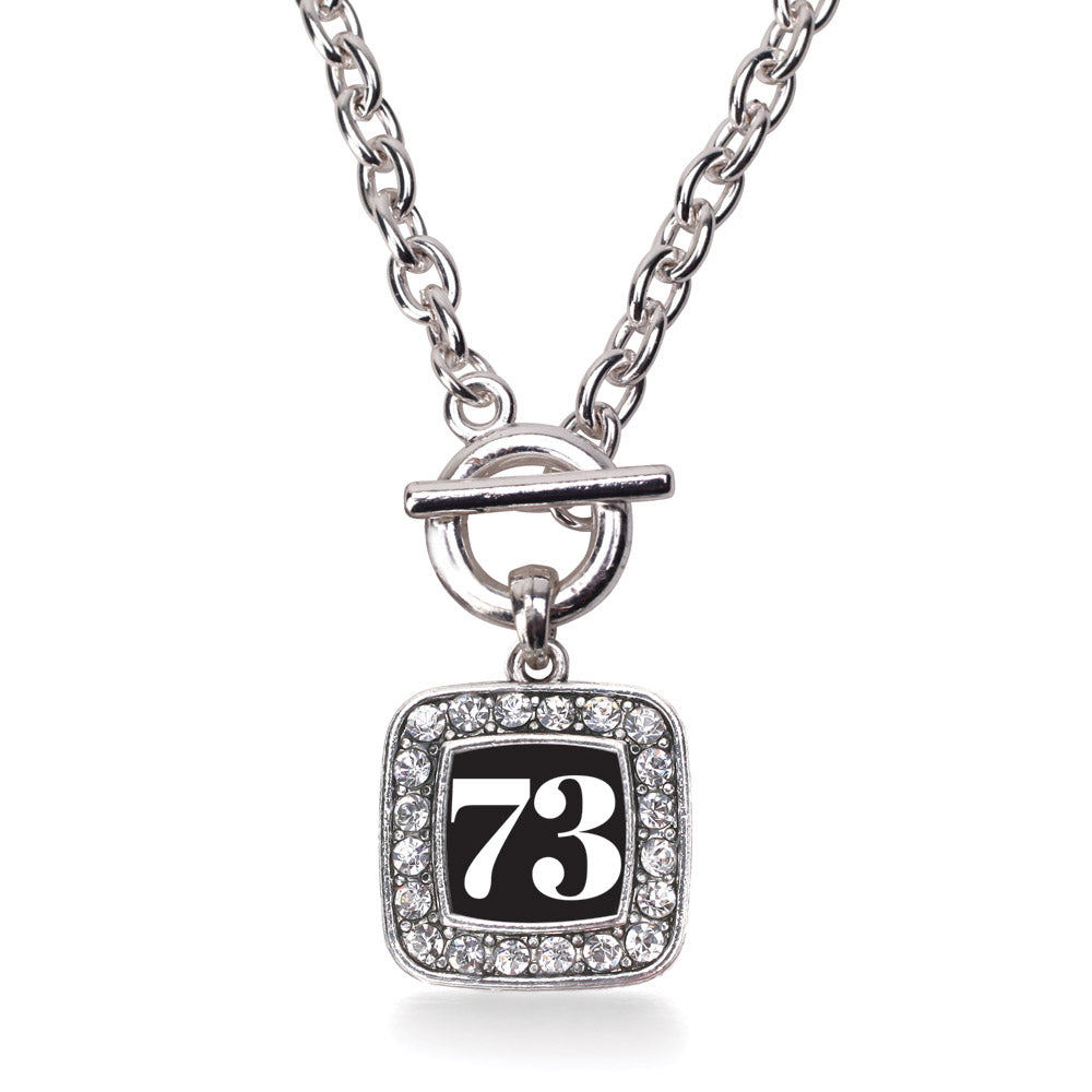 Silver Sport Number 73 Square Charm Toggle Necklace