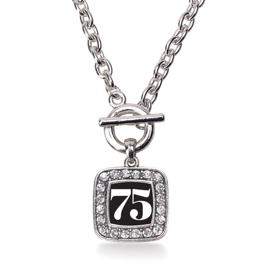 Silver Sport Number 75 Square Charm Toggle Necklace