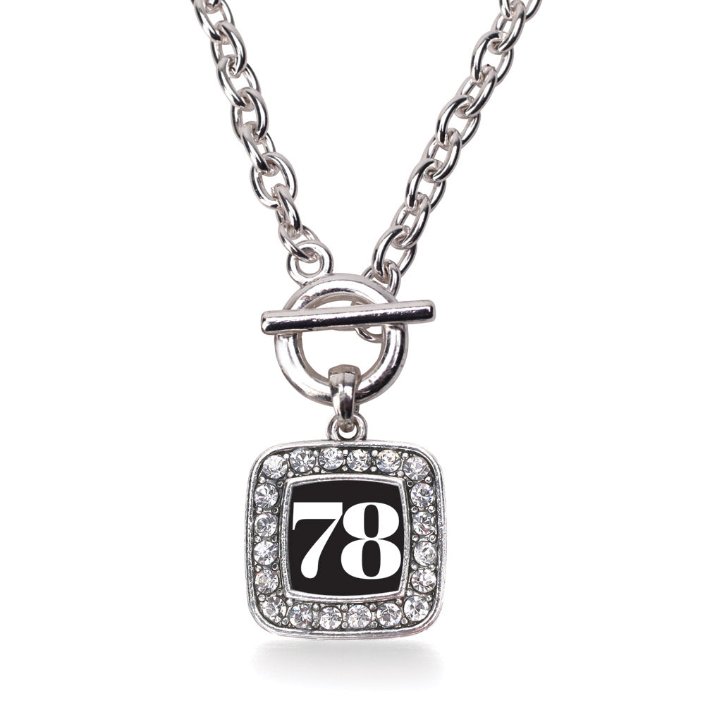 Silver Sport Number 78 Square Charm Toggle Necklace