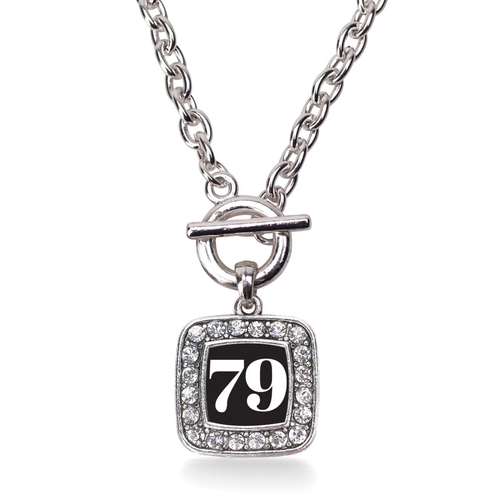 Silver Sport Number 79 Square Charm Toggle Necklace