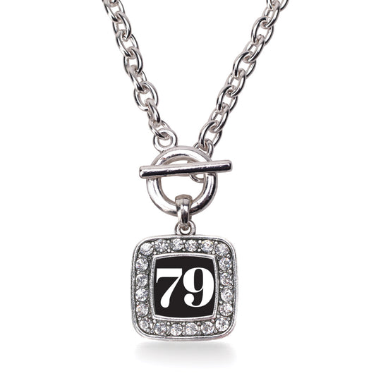 Silver Sport Number 79 Square Charm Toggle Necklace