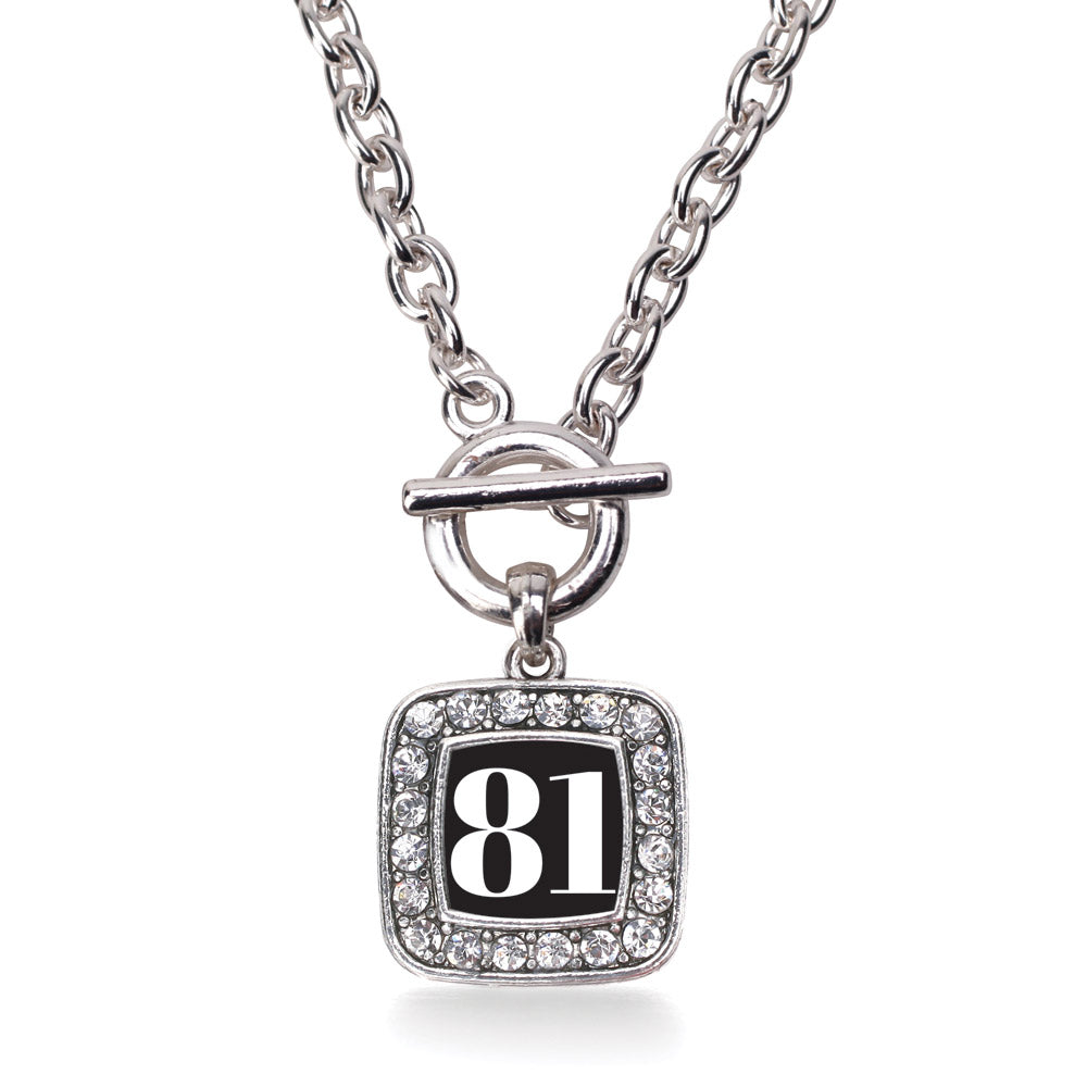 Silver Sport Number 81 Square Charm Toggle Necklace