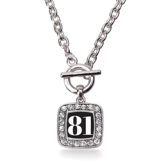 Silver Sport Number 81 Square Charm Toggle Necklace