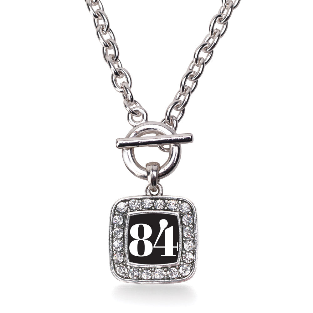 Silver Sport Number 84 Square Charm Toggle Necklace