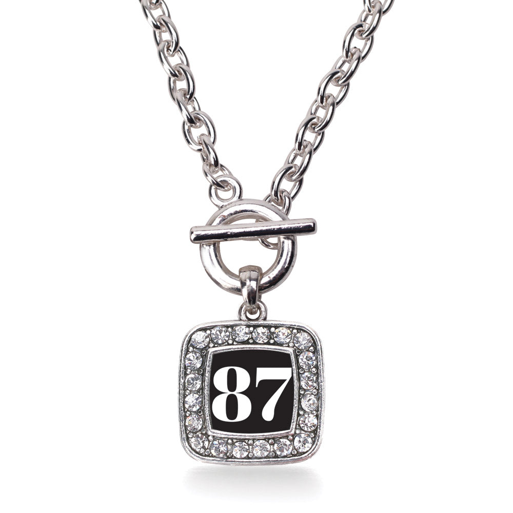 Silver Sport Number 87 Square Charm Toggle Necklace