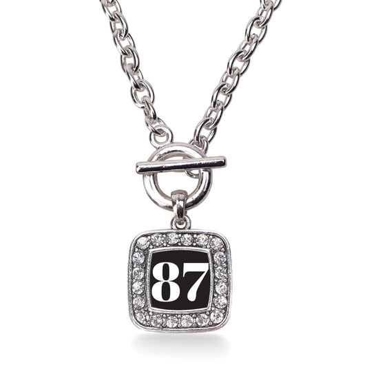 Silver Sport Number 87 Square Charm Toggle Necklace