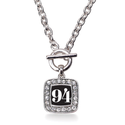 Silver Sport Number 94 Square Charm Toggle Necklace