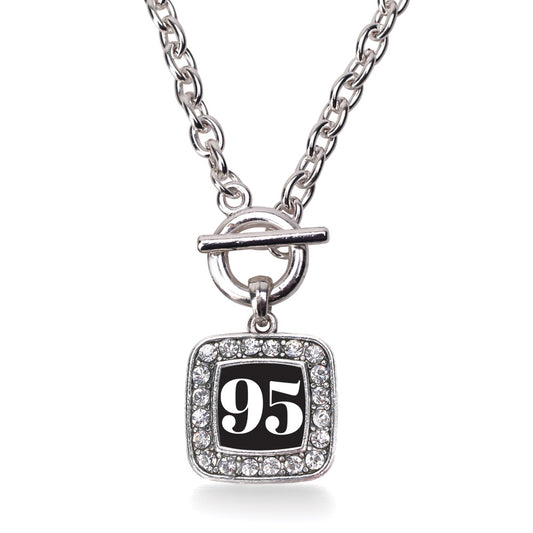 Silver Sport Number 95 Square Charm Toggle Necklace