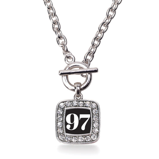 Silver Sport Number 97 Square Charm Toggle Necklace