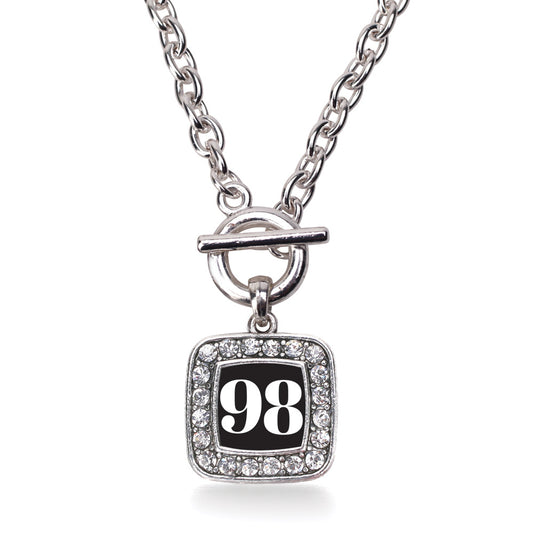 Silver Sport Number 98 Square Charm Toggle Necklace