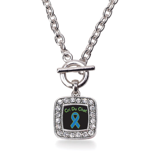 Silver Cri Du Chat Square Charm Toggle Necklace