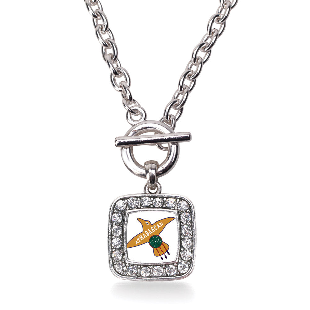 Silver Proud to be Athabascan Square Charm Toggle Necklace