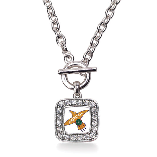 Silver Proud to be Athabascan Square Charm Toggle Necklace