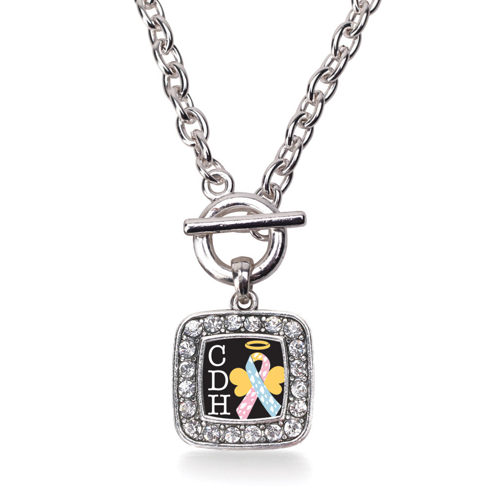 Silver CDH Awareness Square Charm Toggle Necklace