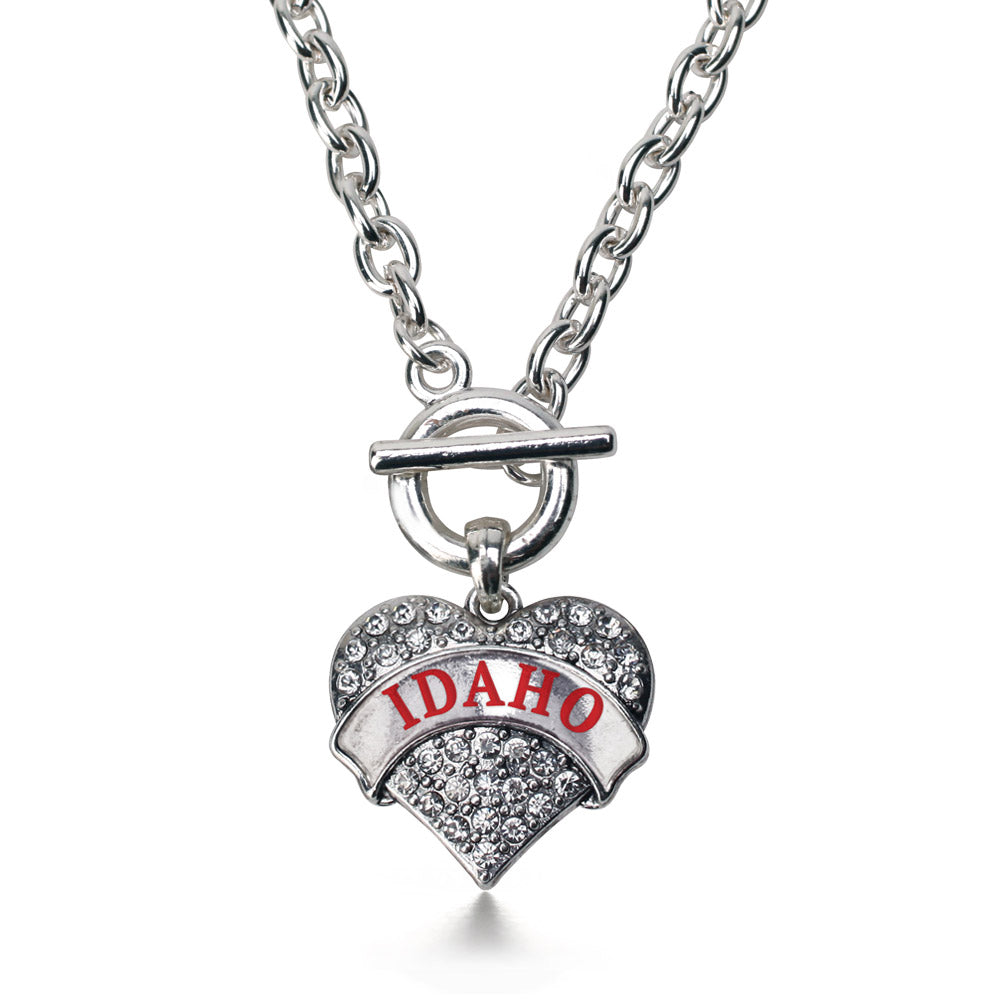 Silver Idaho Pave Heart Charm Toggle Necklace
