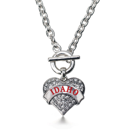 Silver Idaho Pave Heart Charm Toggle Necklace