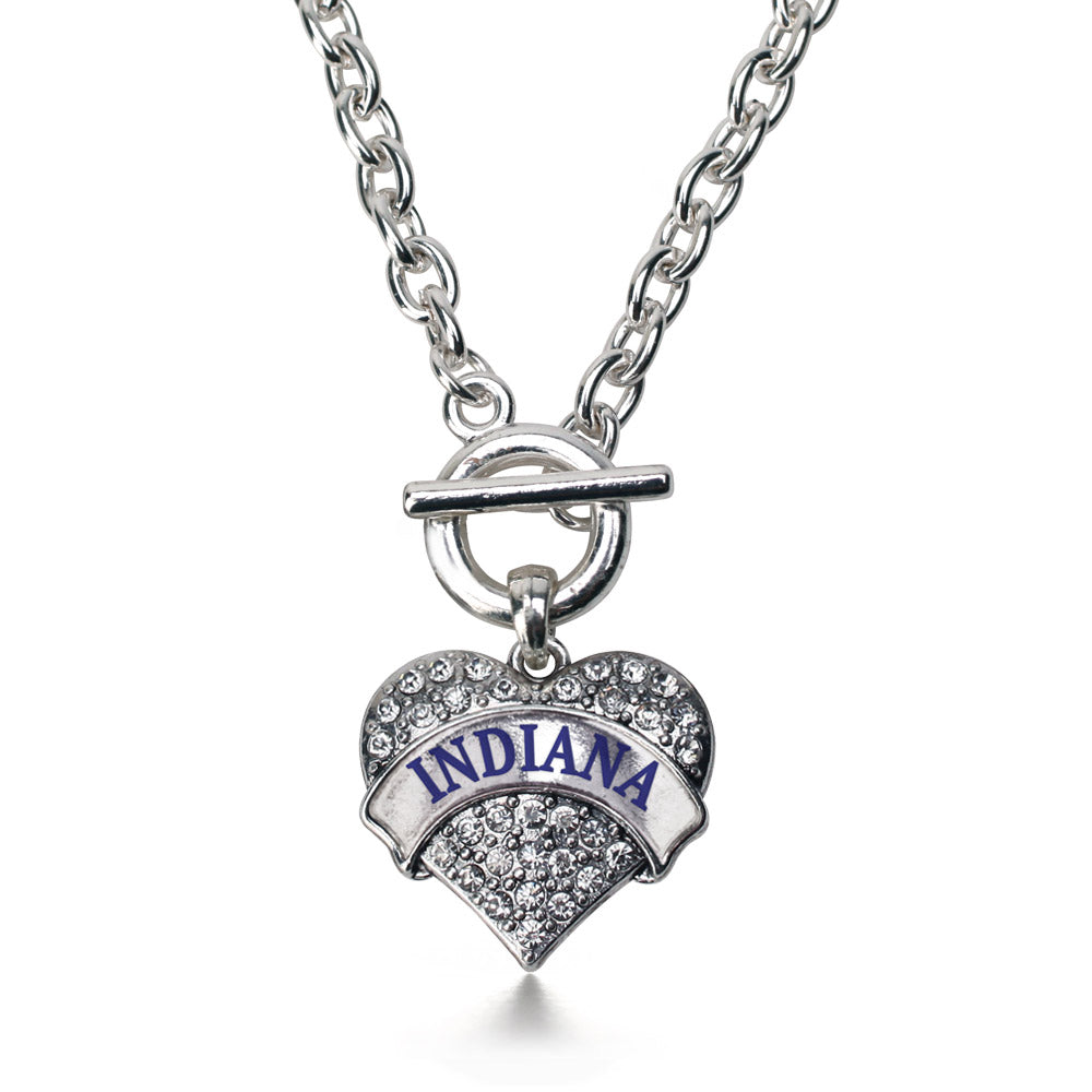 Silver Indiana Pave Heart Charm Toggle Necklace