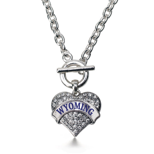 Silver Wyoming Pave Heart Charm Toggle Necklace