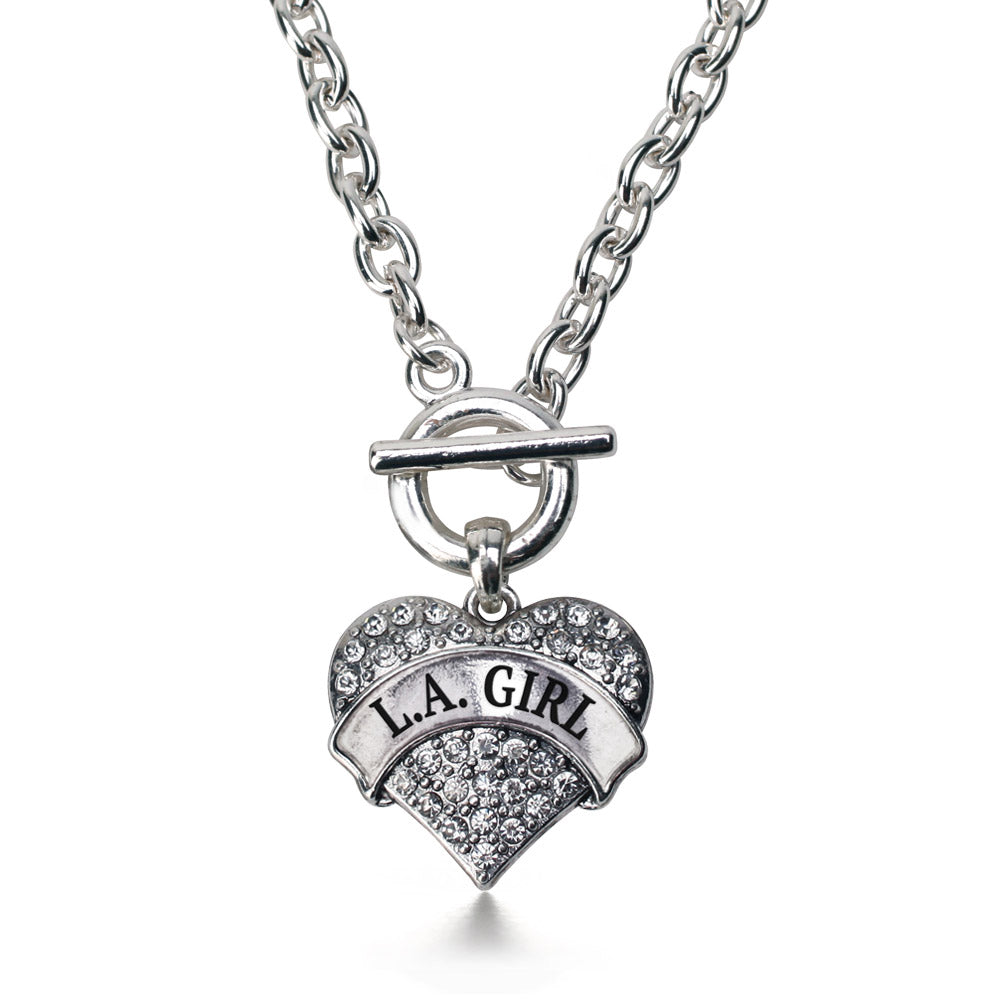 Silver L.A. Girl Pave Heart Charm Toggle Necklace