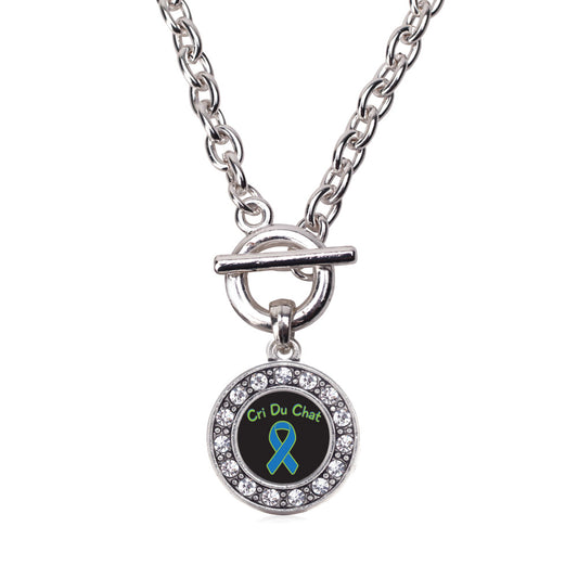 Silver Cri Du Chat Circle Charm Toggle Necklace