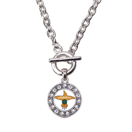 Silver Proud to be Athabascan Circle Charm Toggle Necklace