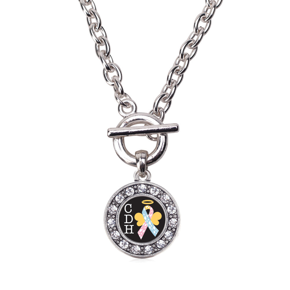 Silver CDH Awareness Circle Charm Toggle Necklace