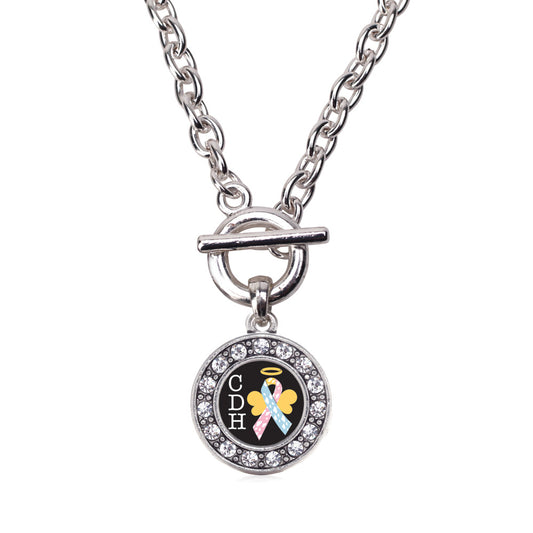 Silver CDH Awareness Circle Charm Toggle Necklace