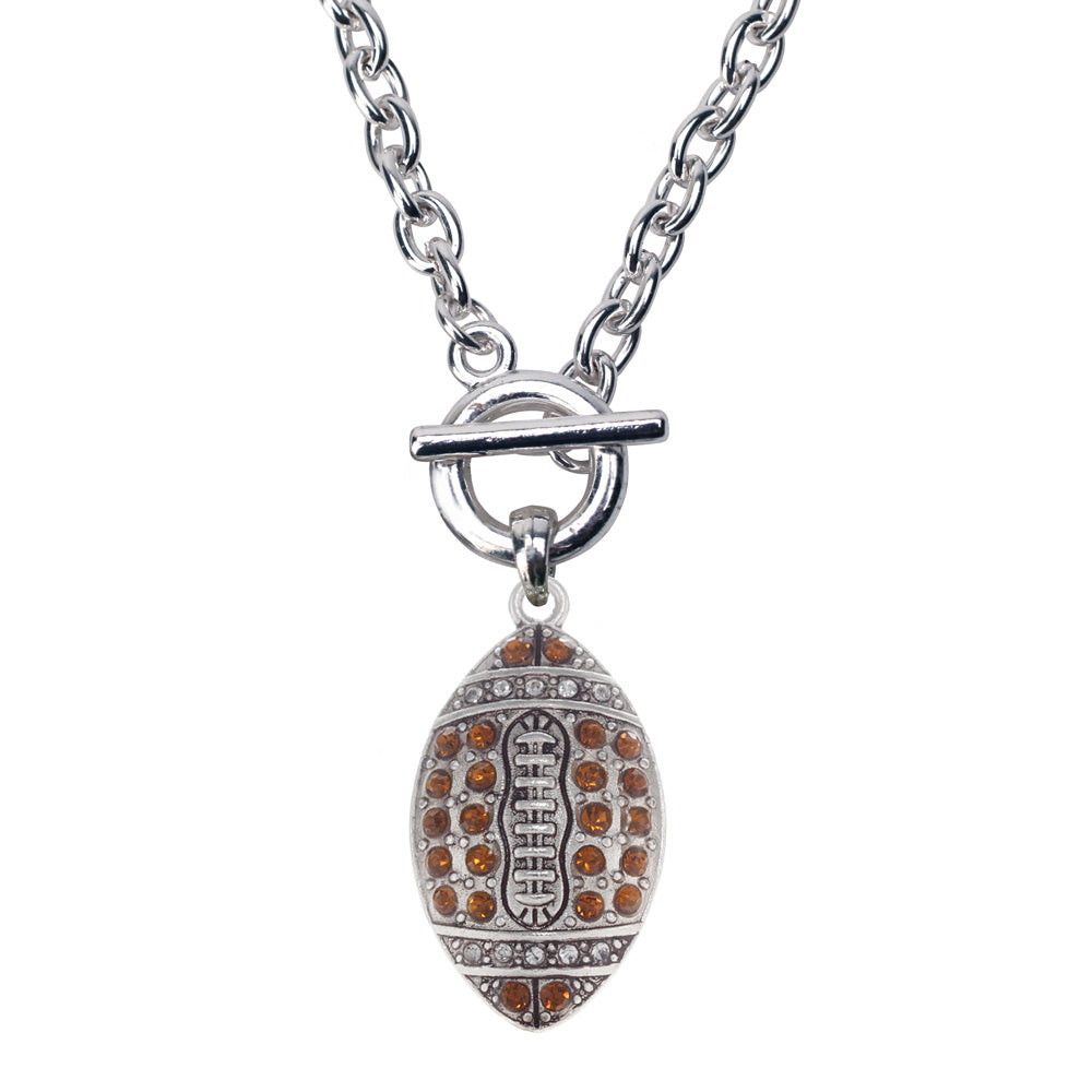 Silver Football Charm Toggle Necklace