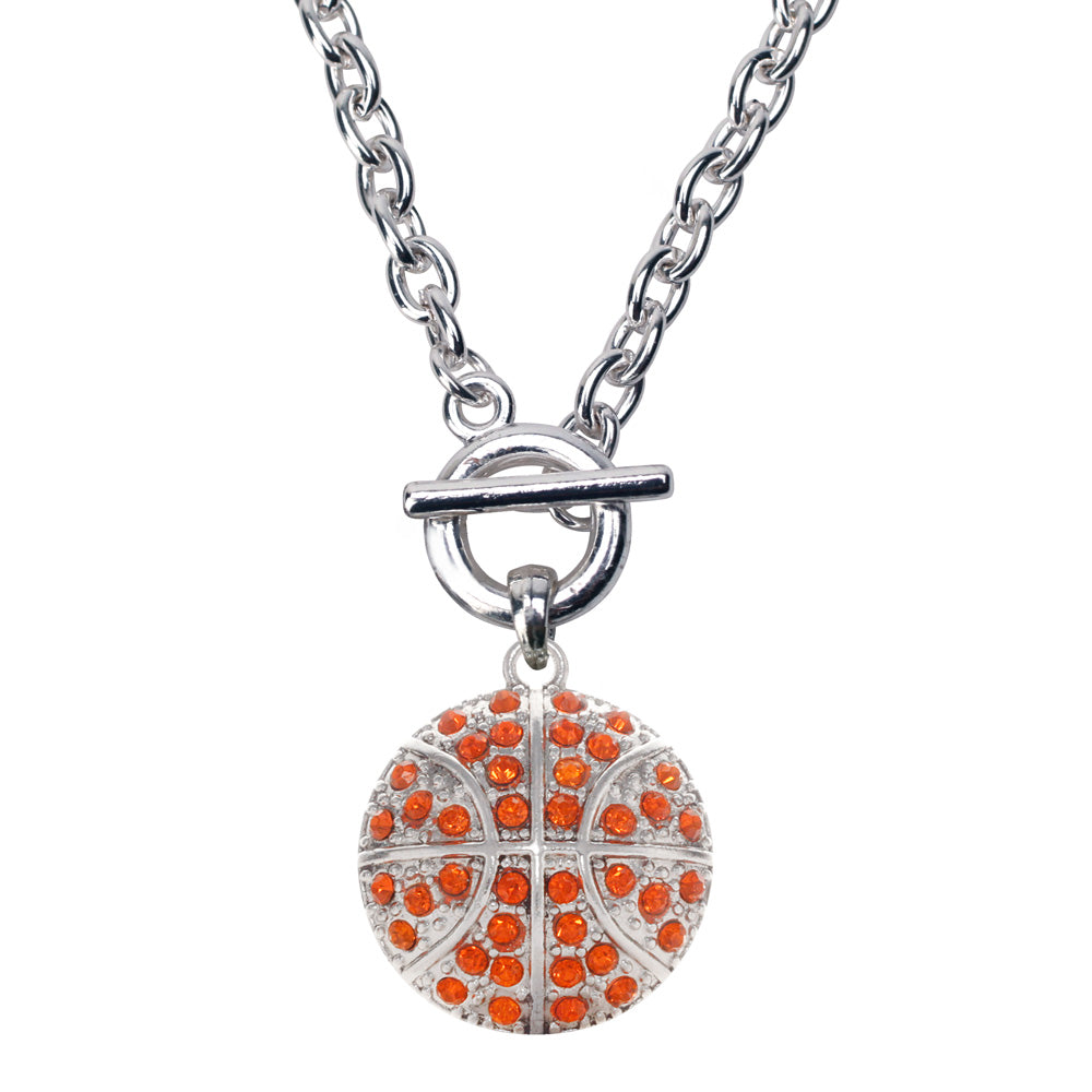 Silver Basketball Charm Toggle Necklace