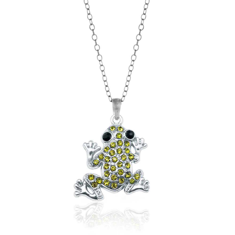 Silver Green Frog Charm Classic Necklace