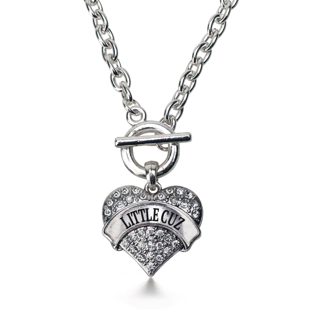 Silver Little Cuz Pave Heart Charm Toggle Necklace