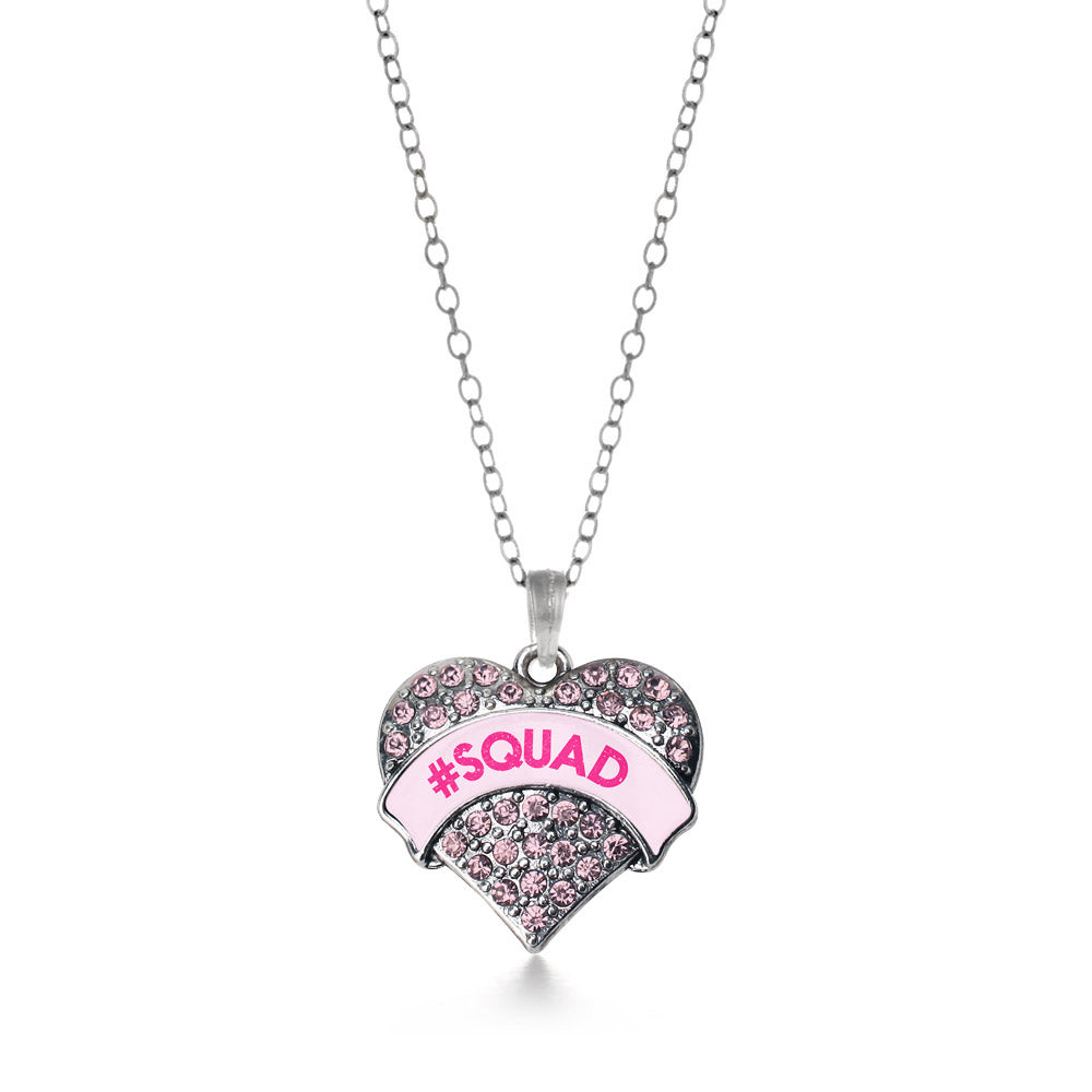 Silver #SQUAD Candy Pink Pink Pave Heart Charm Classic Necklace