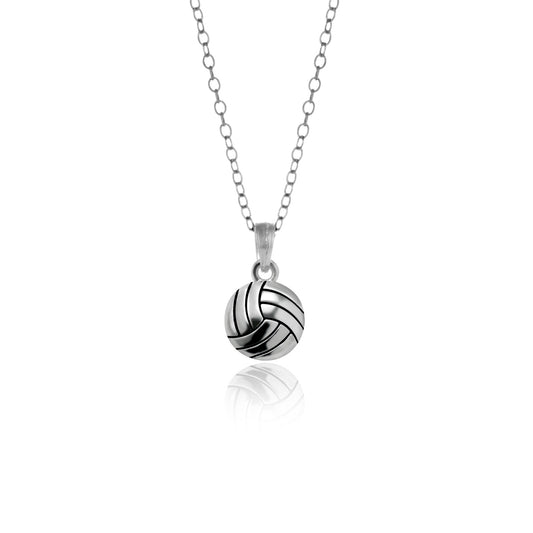 Silver Petite Volleyball Charm Classic Necklace