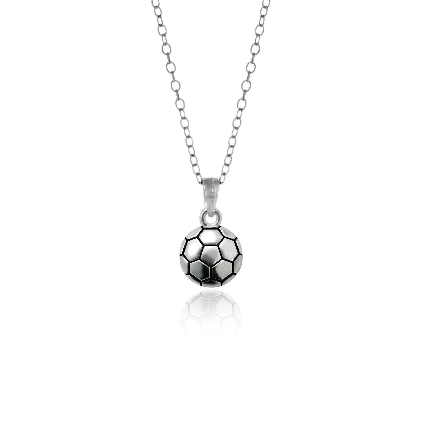 Silver Petite Soccer Ball Charm Classic Necklace