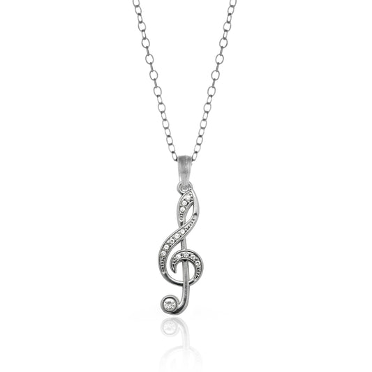 Silver Musical Note Charm Classic Necklace