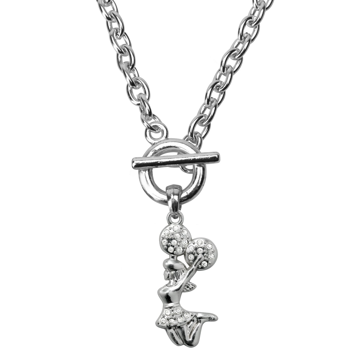 Silver Cheerleader Charm Toggle Necklace
