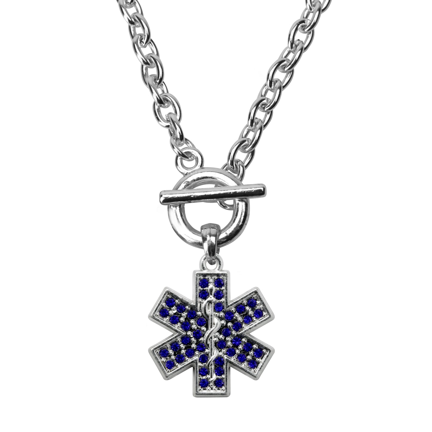 Silver EMT Charm Toggle Necklace