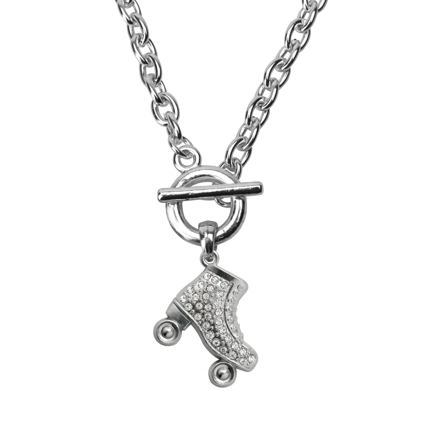 Silver Roller Skate Charm Toggle Necklace