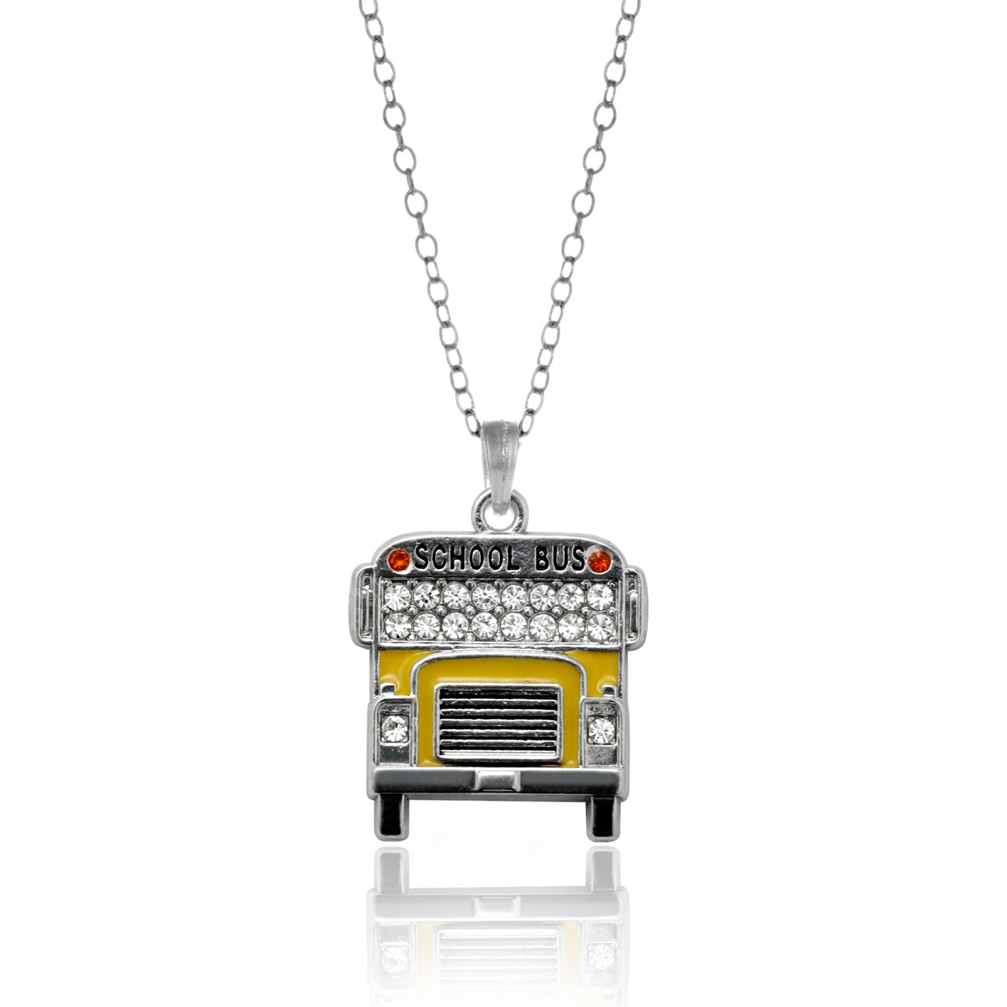 Silver School Bus Charm Classic Necklace