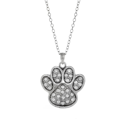 Silver Paw Print Charm Classic Necklace