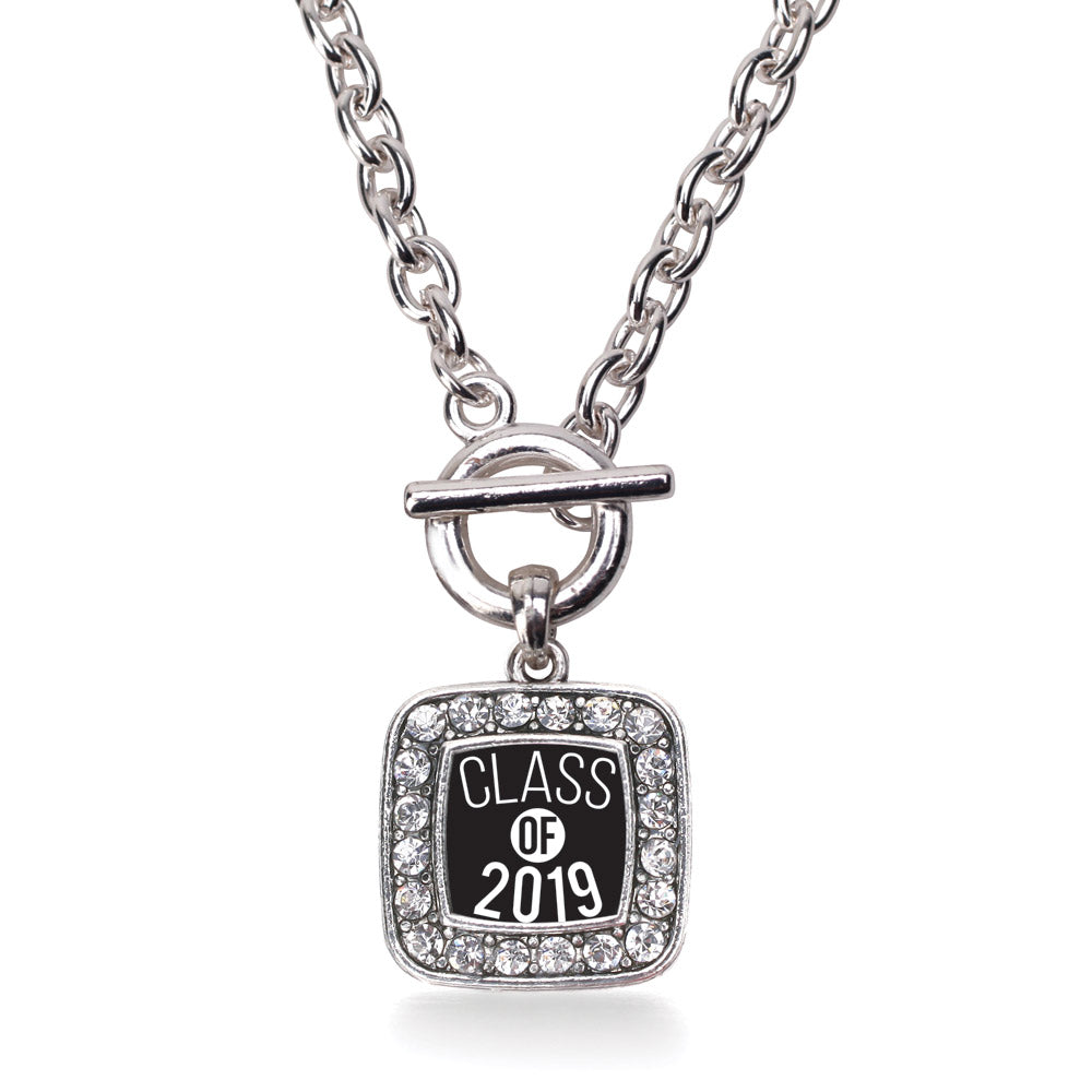 Silver Class of 2019 Square Charm Toggle Necklace