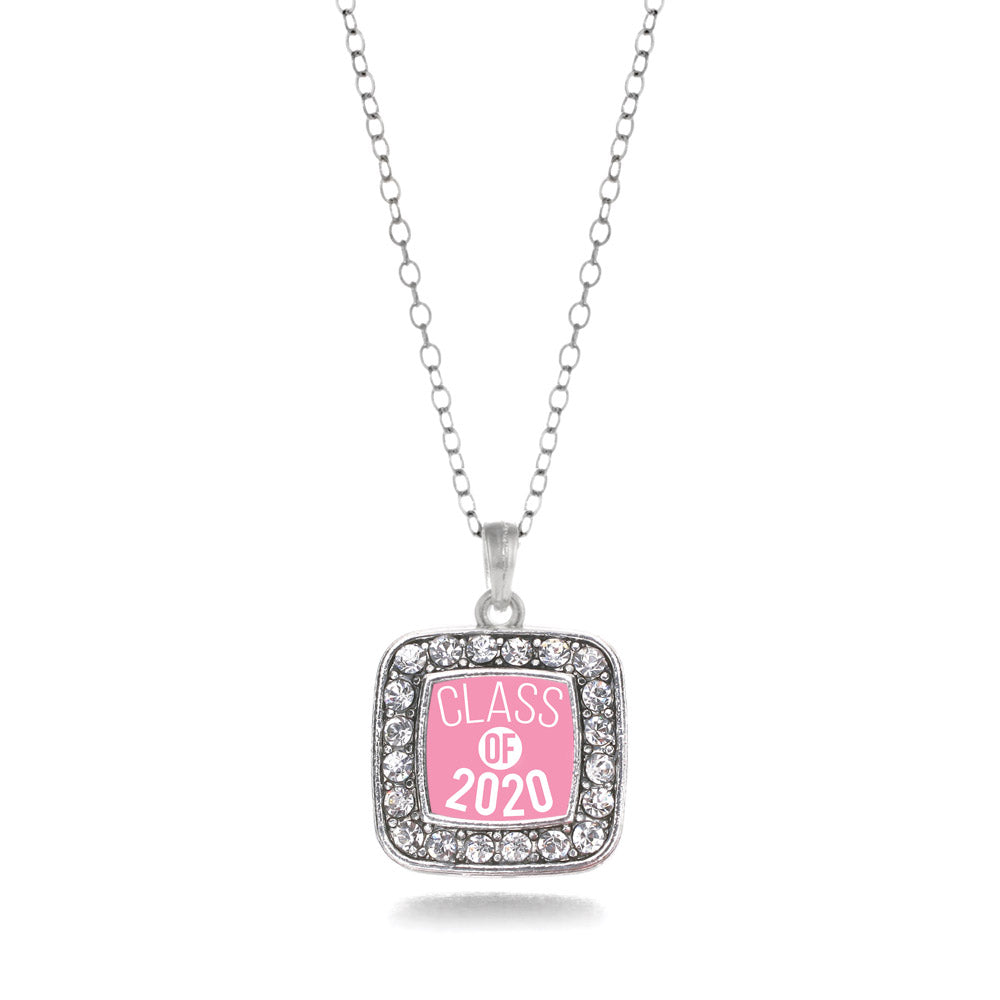 Silver Pink Class of 2020 Square Charm Classic Necklace