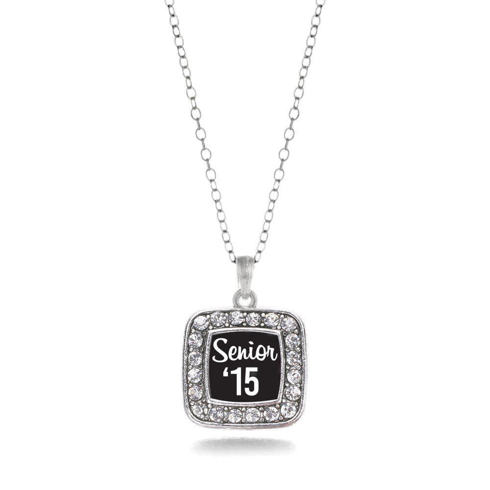 Silver Senior '15 Square Charm Classic Necklace
