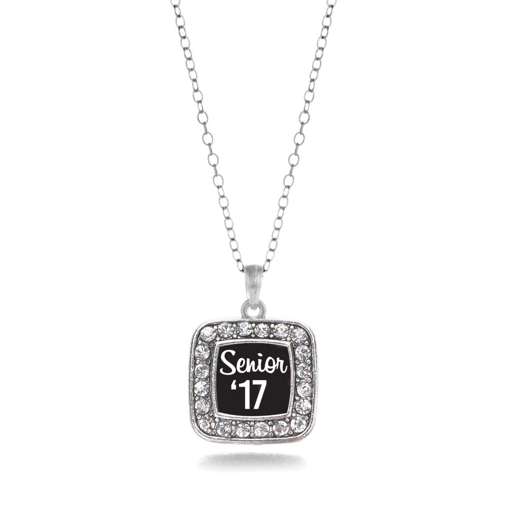 Silver Senior '17 Square Charm Classic Necklace