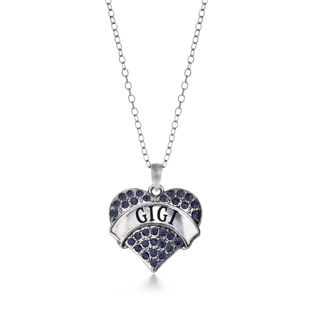 Silver Gigi Navy Blue Blue Pave Heart Charm Classic Necklace