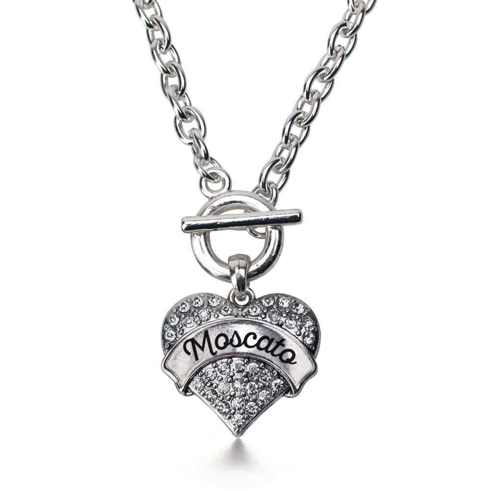 Silver Moscato Pave Heart Charm Toggle Necklace